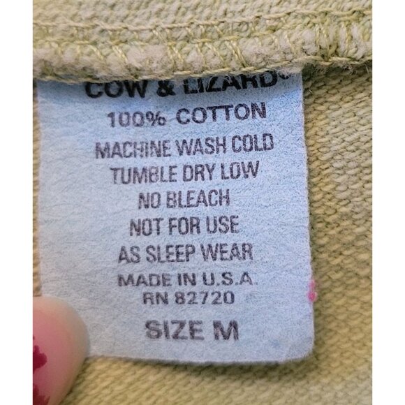 Cow Lizard Green Cotton Tunic Top Abstract Print Asymmetrical Hem M Clothes Ment - Picture 4 of 8